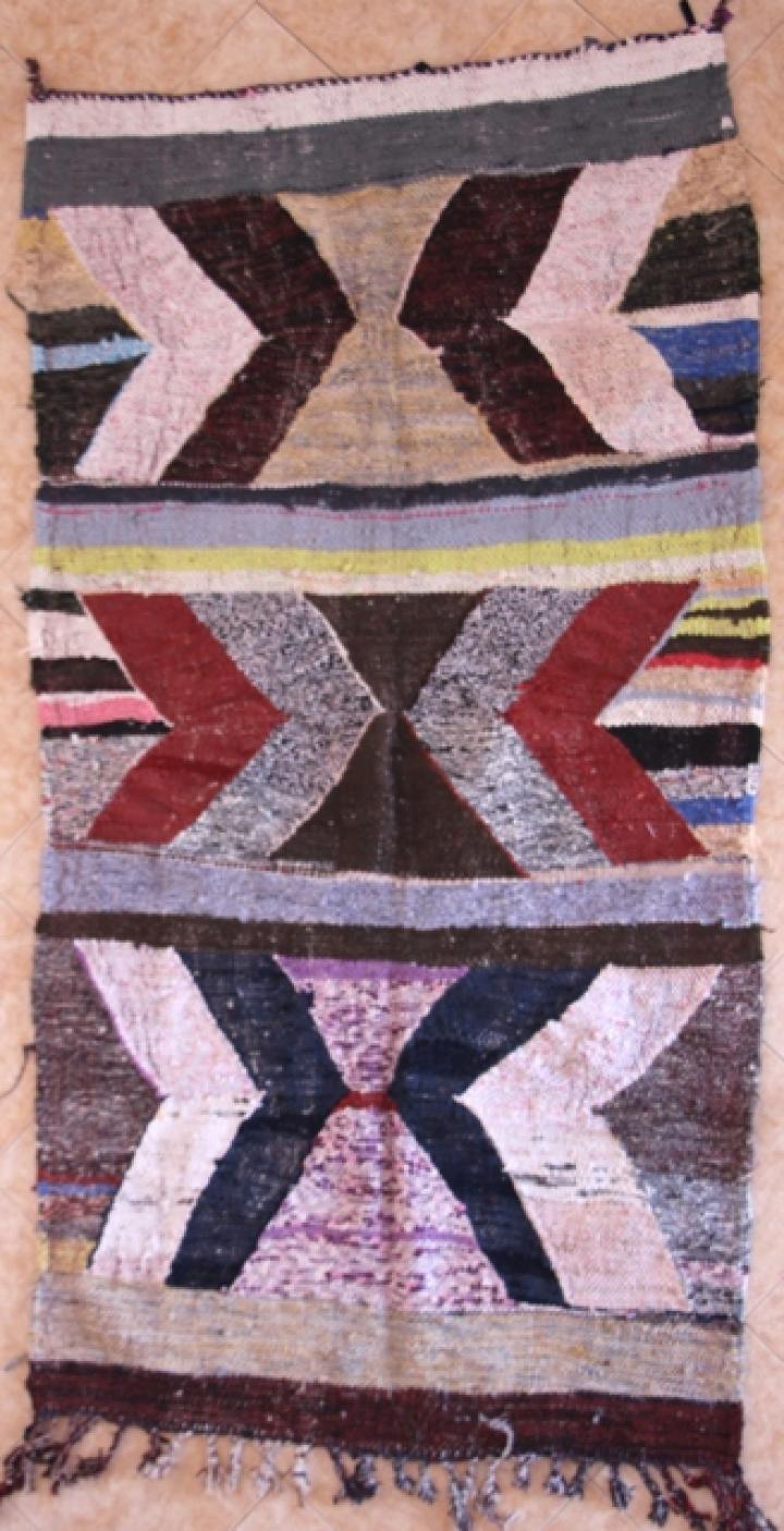 Tapis berbère #KV29245 kilim de type tapis  Kilims coton et tissus recyclés