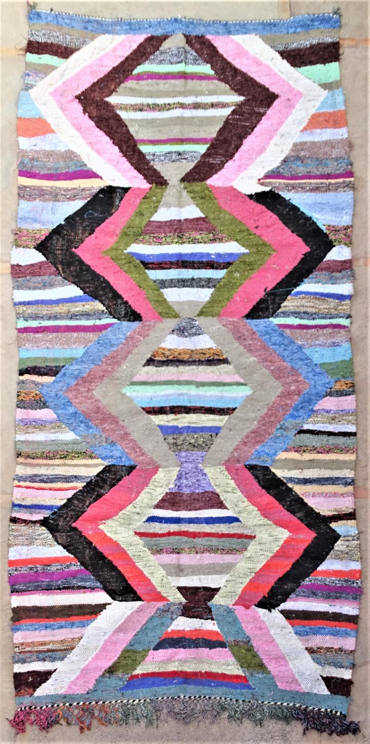 Tapis berbère #KLV37287 kilim de type tapis  Kilims coton et tissus recyclés