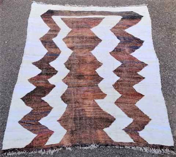 BOUCHEROUITE-KILIMS  Kelims mit baumwolle und recycelte Stoffe Teppich LKC40162  kilim