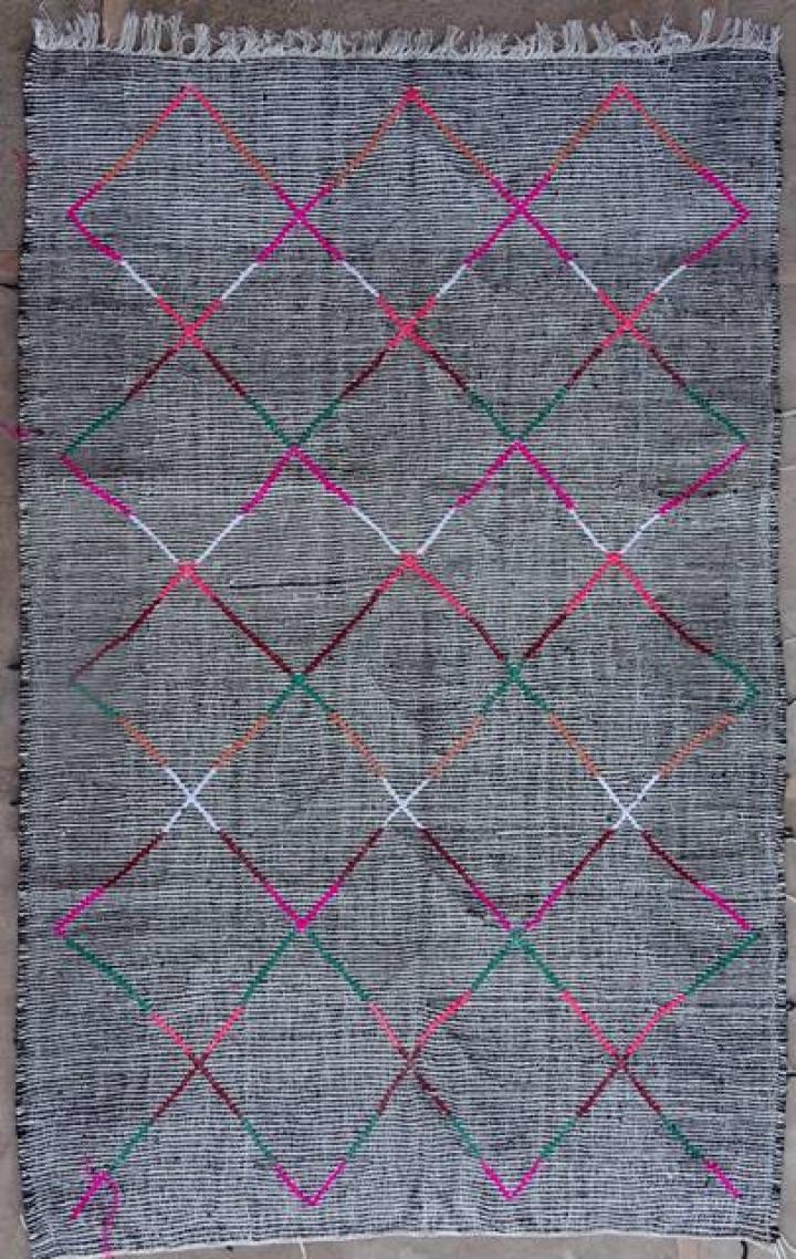 Berber tæppe #KLL62087   kilim laine fra lille størrelse  Boucherouite       kategorien