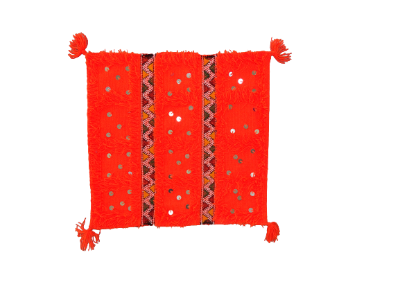Berber Cushions sequins #Coussin O1 orange broderie et sequins