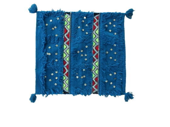 Berber Cushions sequins #Coussin BL1  bleu broderie et sequins