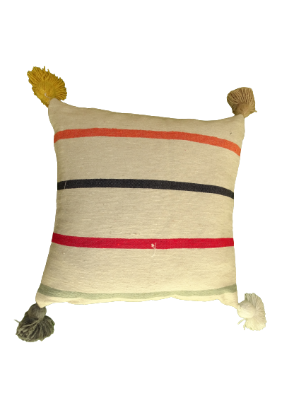  Coussins coton et pompons #Cushion with pompoms REF K1