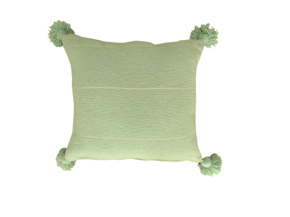  Coussins coton et pompons #Cushion with pompoms REF E1