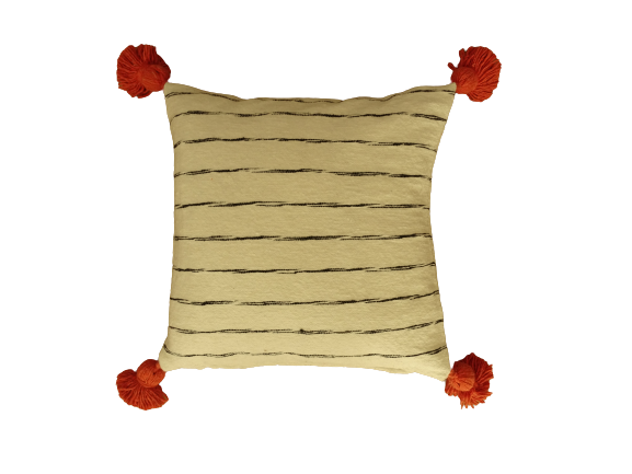  Coussins coton et pompons #Cushion with pompoms REF N1