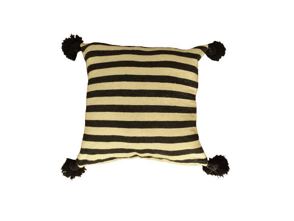  Coussins coton et pompons #Cushion with pompoms REF O1