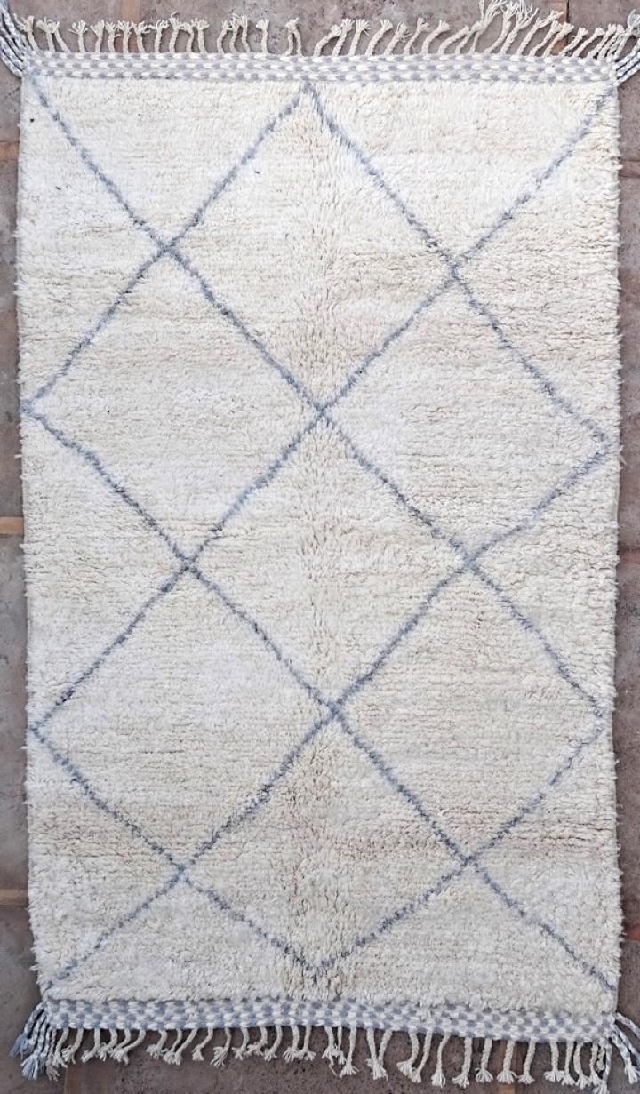 Berber living room rug #BO53006 pattern in lavand grey wool type Beni Ourain