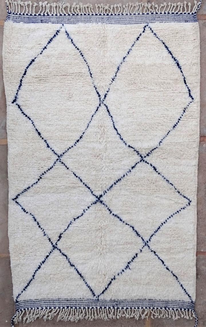 Tapis Beni Ouarain  #BO53007 pattern in blue wool