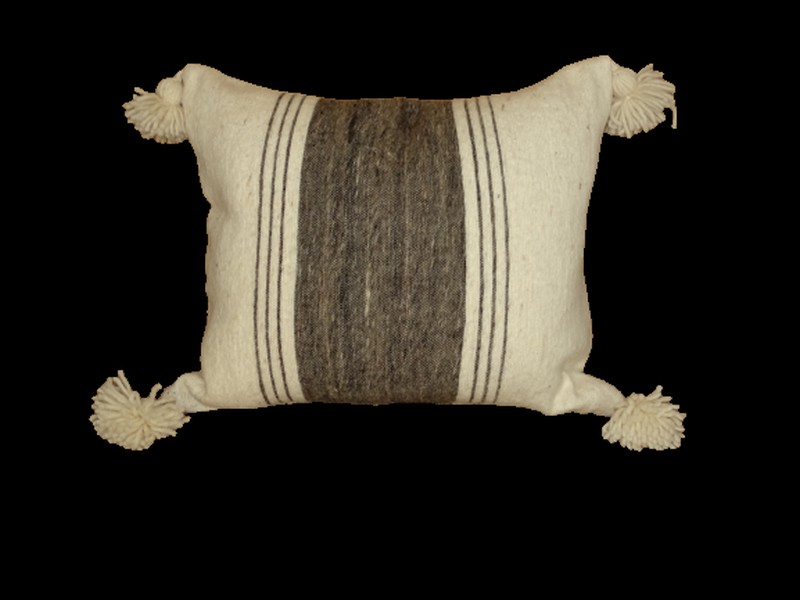 Berber  #Cushion wool with pompons  REF SC 2