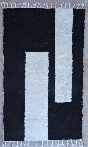 Berber living room rug #BO54160 weft cotton type Black Beni Ourain