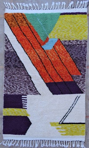 Berber living room rug #BO55002 type Beni Ourain and Boujaad with colors