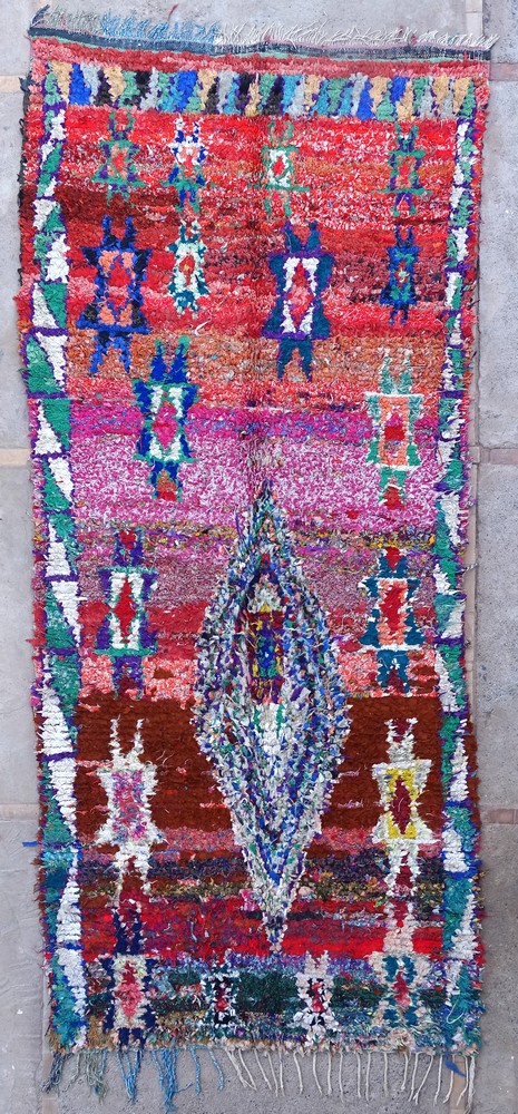 Berber rug  Runner Boucherouite #C55374
