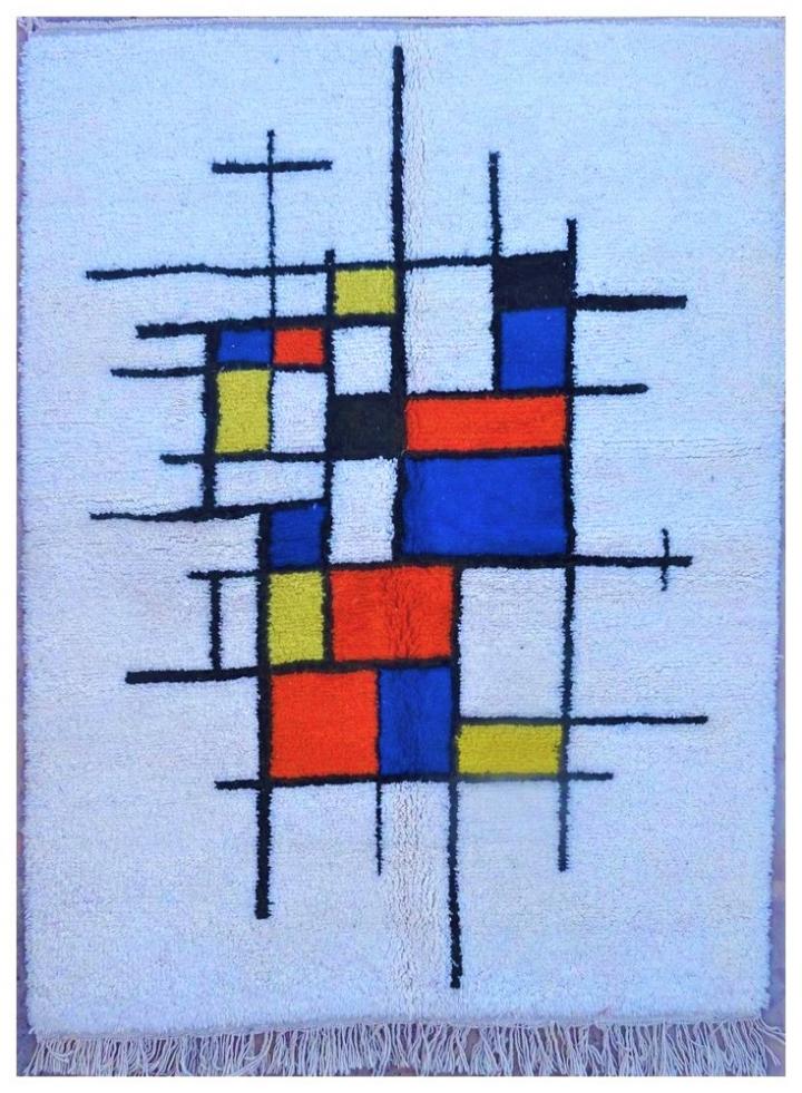 Berber living room rug #BO57101 Collection Mondrian type Mondrian collection
