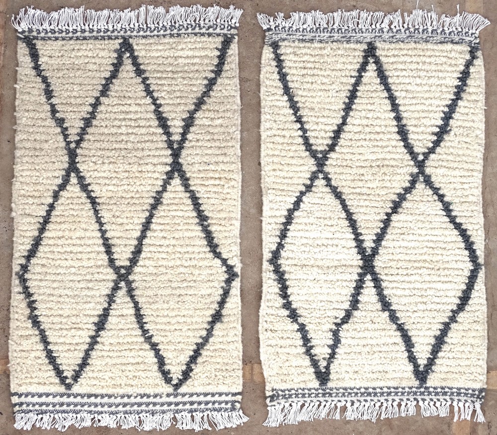 Berber rug #BO61077 / 61078 pair of bedsides rugs type Beni Ourain