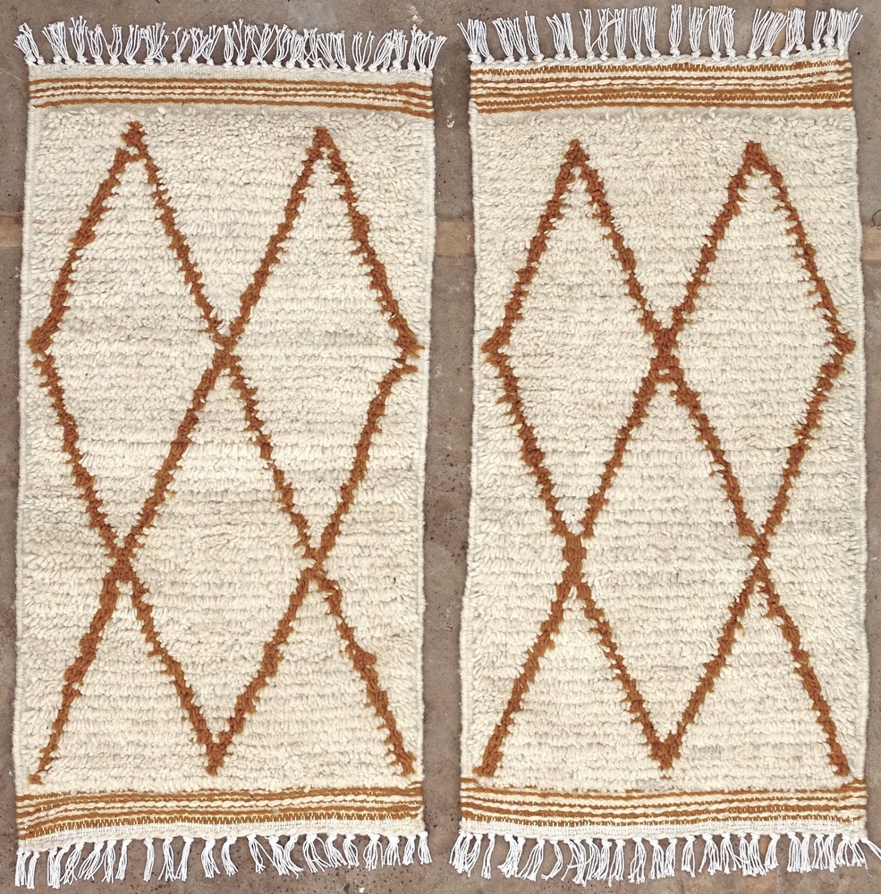 Tapis Beni Ouarain  #BO61073 / 61074 pair of bedsides rugs