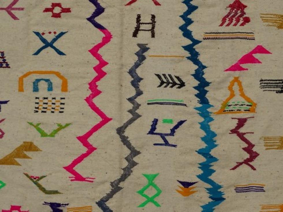 Berber kilim  Cotton and recycled textile kilims #KBO52157